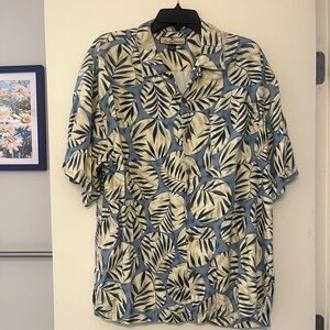 Tommy Bahama 100% Silk Hawaiian Tropical Men’s Button Down Short Sleeve Shirt L
